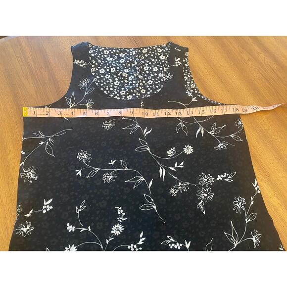 Y2K 90s Reversible Black Floral Maxi Dress Sleeveless Med Soft Grunge Indie - Picture 6 of 6